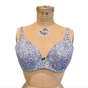 Soma Embraceable Full Coverage Paisley Blue White Underwire T-Shirt Bra 40D